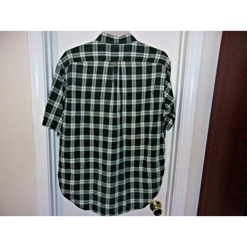 Ralph Lauren Sport Green White Plaid Button Front Short Sleeve Mens Top L - Picture 5 of 5